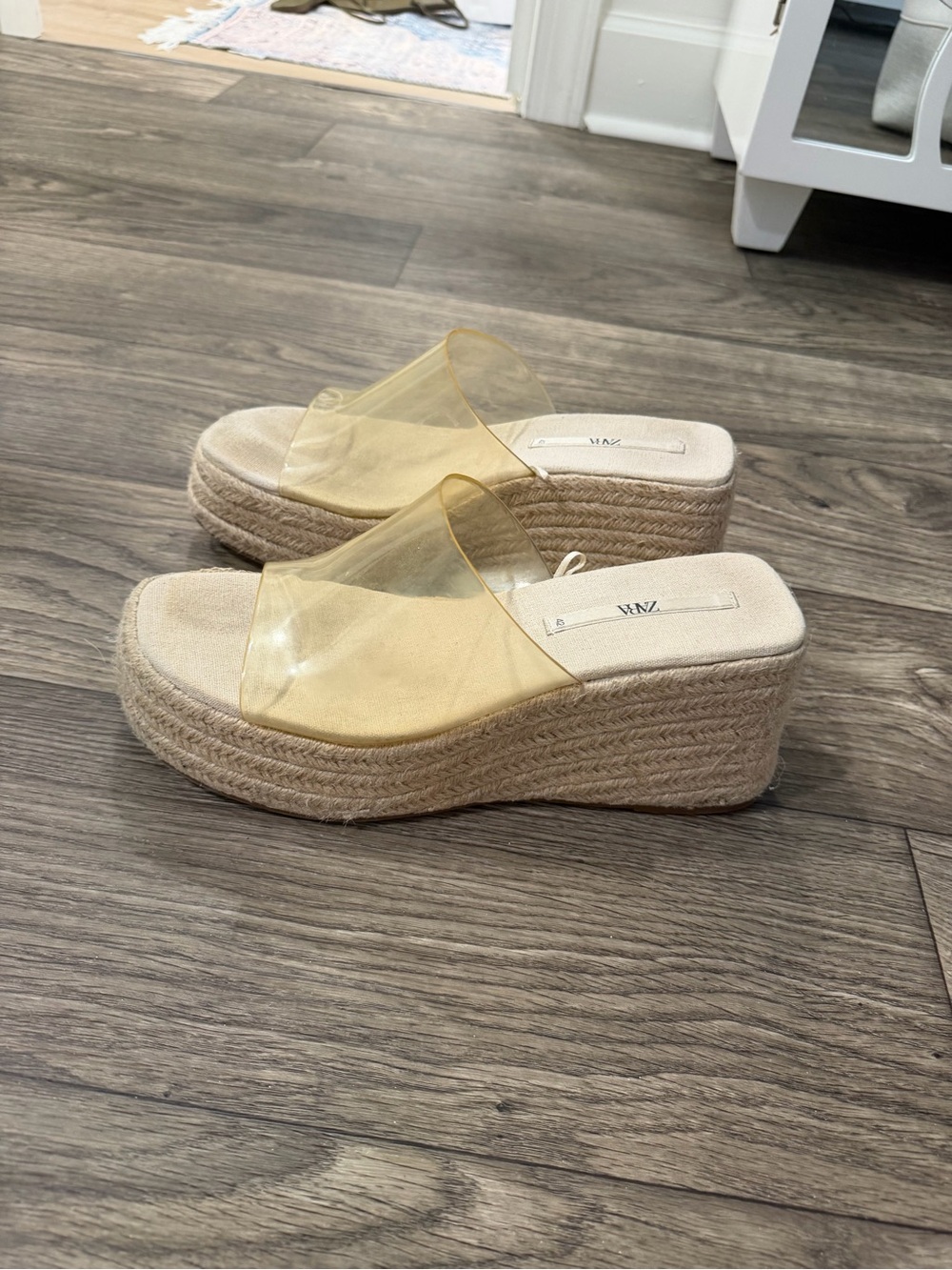 Zara Jute Clear Espadrille Wedges